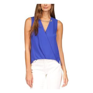 MICHAEL MICHAEL KORS Womens Blue Chain Vented Hem Sleeveless Top XS